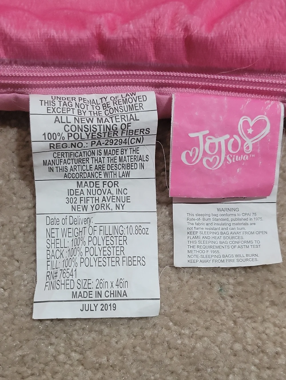 JoJo Siwa Pink Striped Unicorn Sleep Sack with Colorful Graphics